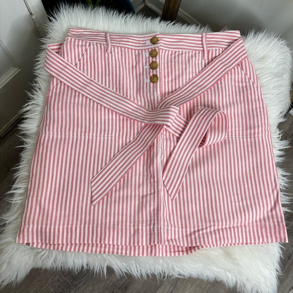 Talbots Striped Linen A-Line Skirt